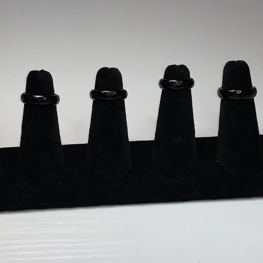 Faceted Onyx Solitaire Rings